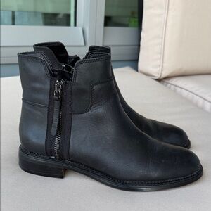 Sleek Black Women’s Leather Boots with Side Zipper